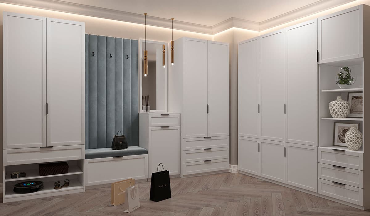 Тумба для обуви Нордик 2, велюр белый