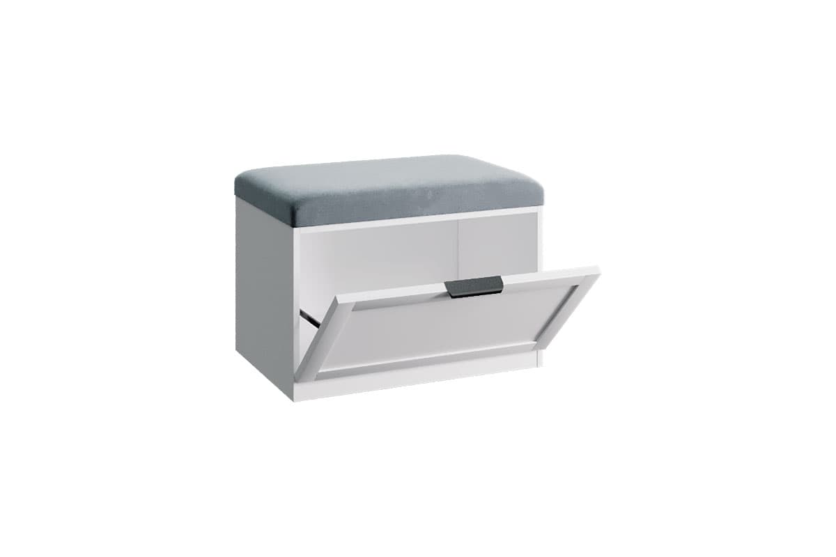 Тумба для обуви Нордик 2, велюр белый