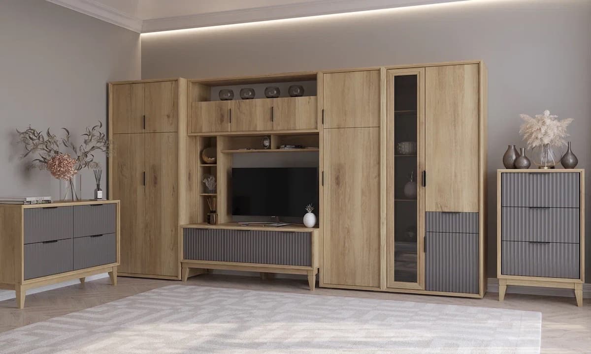 Шкаф-витрина Тифани левый, дуб золотой