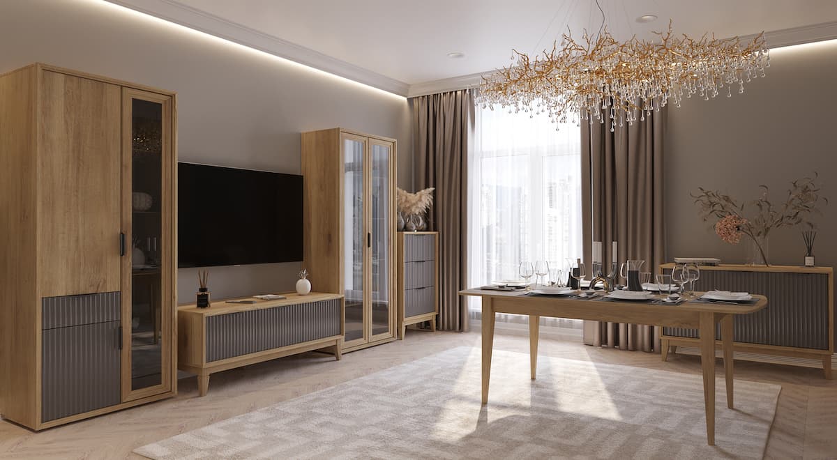 Шкаф-витрина Тифани левый, дуб золотой