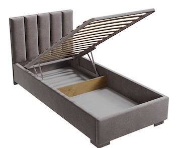 Кровать односпальная Наоми, велюр серо-коричневый